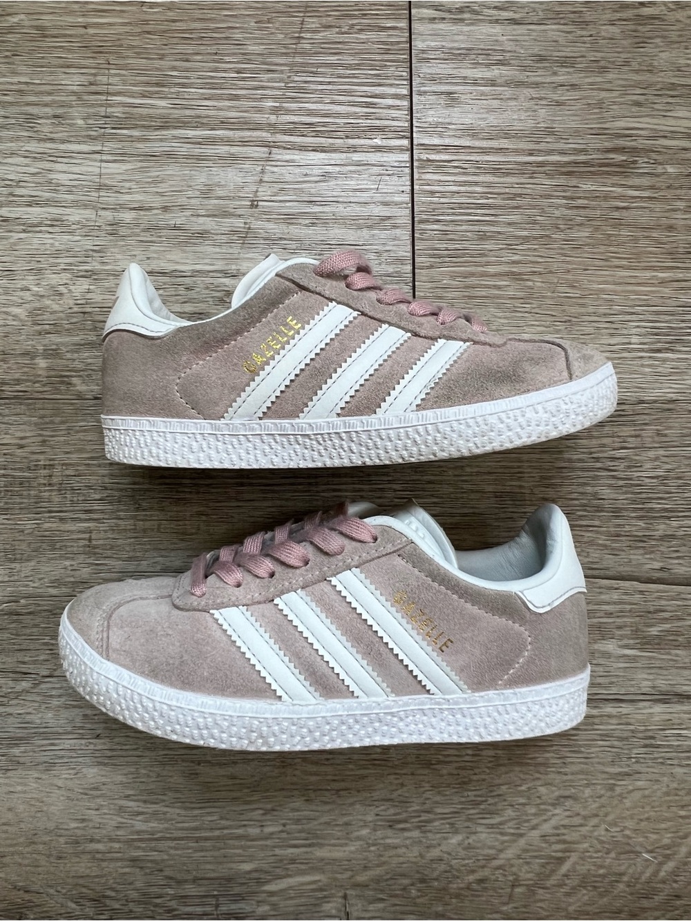 Adidas Kids Gazelle Suede Pink and White Sneakers Size 12